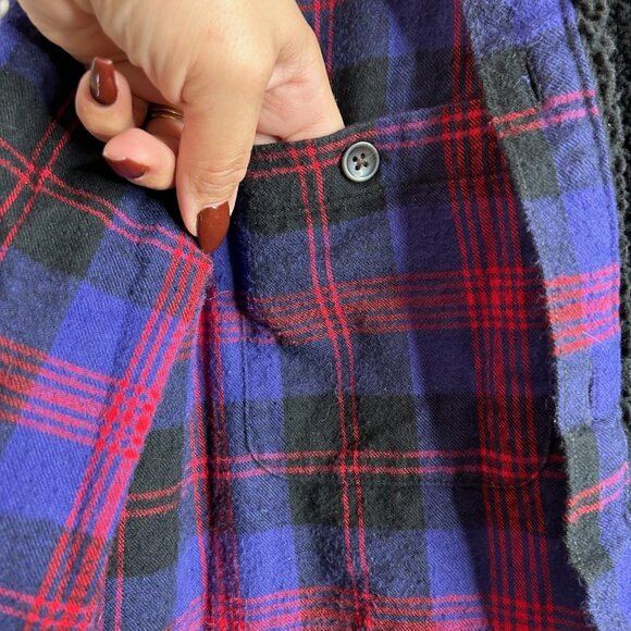 L.L.Bean Jacket Womens Small Purple Black Plaid Sherpa Lined Flannel Relaxed Fit - Picture 6 of 13